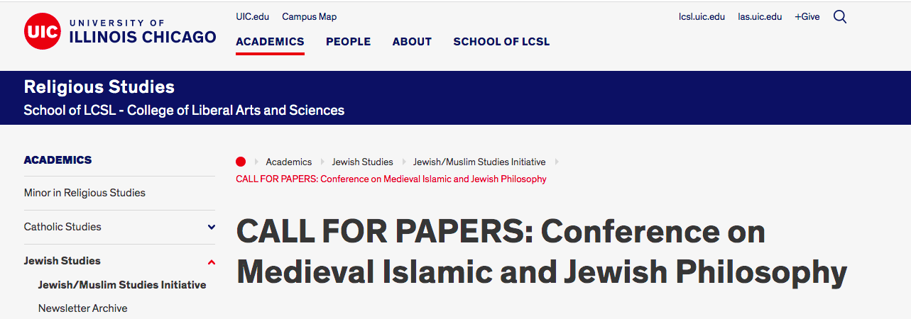 CALL FOR PAPERS: Conference on Medieval Islamic and Jewish Philosophy